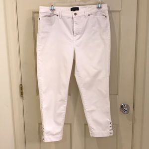 Talbots white jeans, lacing at ankle